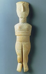 Kvinnefigur, tidlig kykladisk, ca. 2800-2300 f.Kr. (marmor)